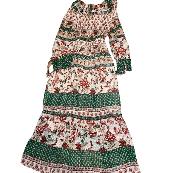 ZARA Boho Printed Ruffled Long Sleeve Midi Dress, Size XS - Picture 7 of 7